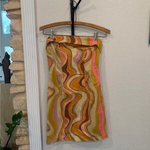 Pink Yellow Orange Wave Mini Dress || Retro, Funky, Disco, Festival outfit 🪩